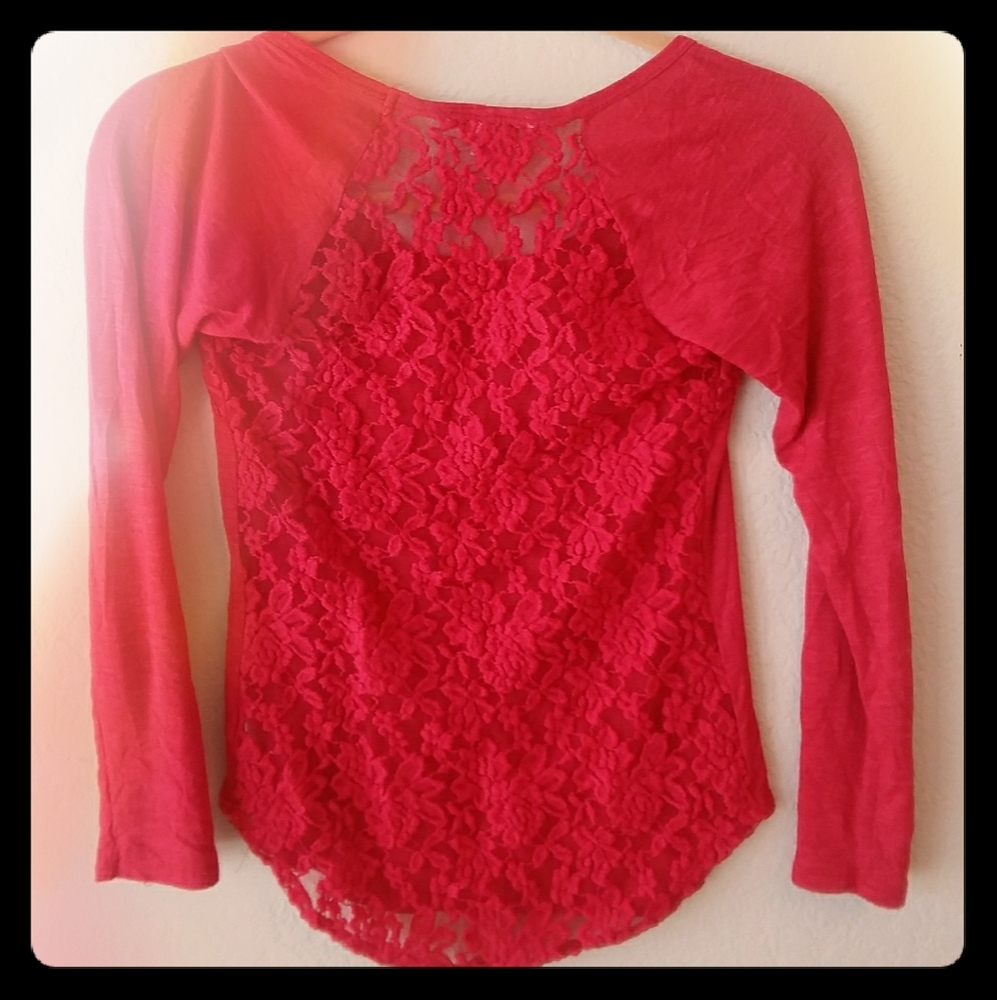 Solid lace back top